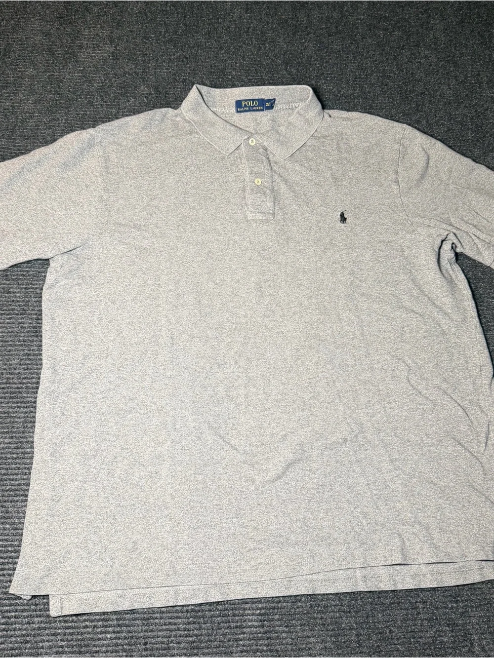 Ralph Lauren Men's Light Grey Heather Polo Shirt with Navy Pony